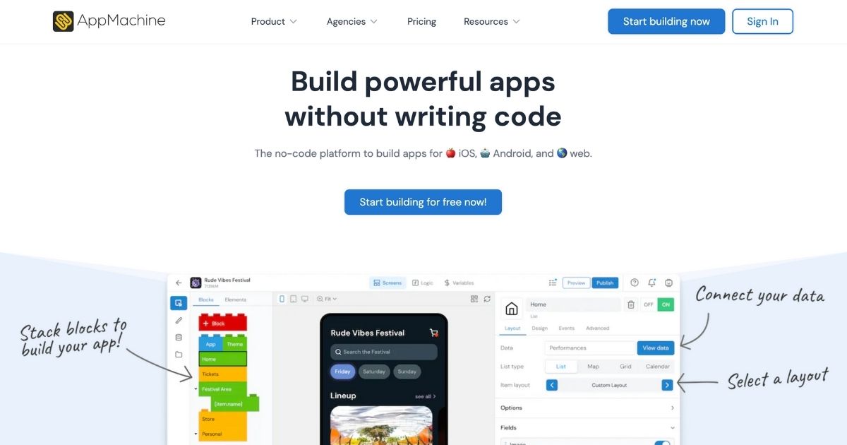 AppMachine: Build powerful apps without writing code