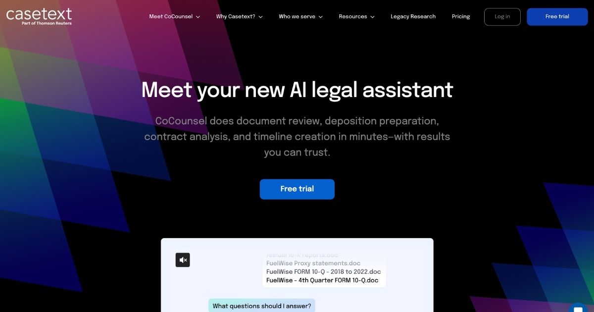 CoCounsel: Your AI legal assistant for fast, reliable results
