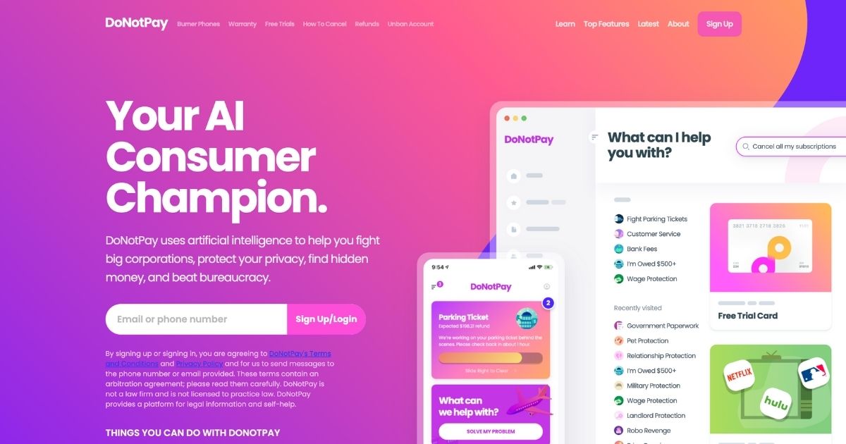 DoNotPay: Your AI consumer champion against corporations and bureaucracy