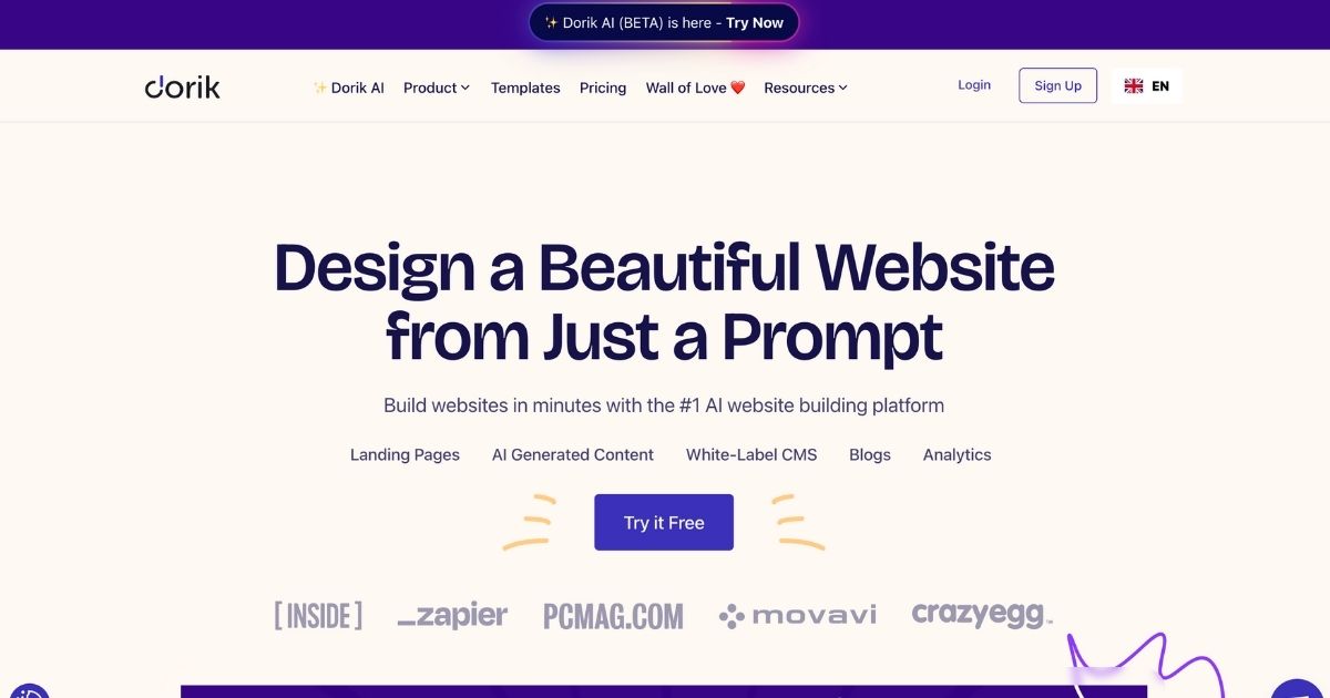 Dorik: Build stunning websites in minutes, no coding