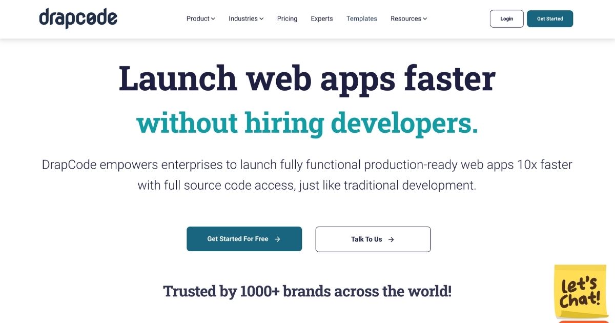 DrapCode: Launch, build, scale web apps without coding