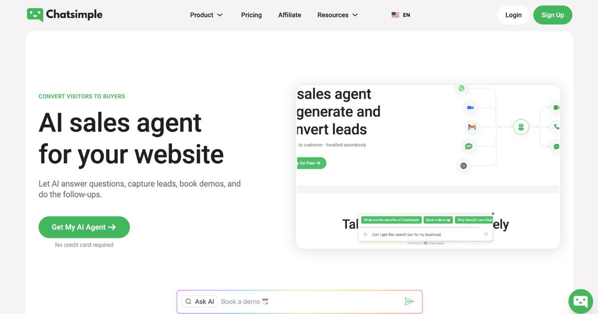 Chatsimple: Convert visitors to buyers with Ai sales agent