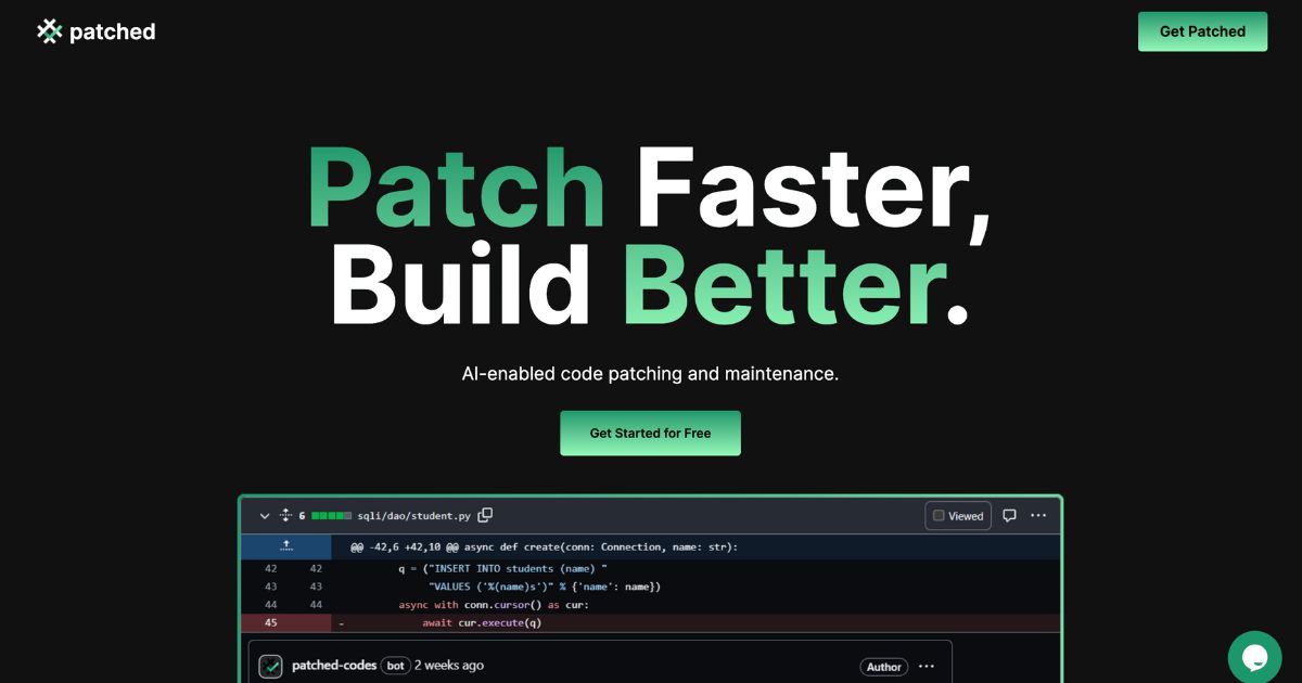 Patched: AI-powered code patching for secure software development