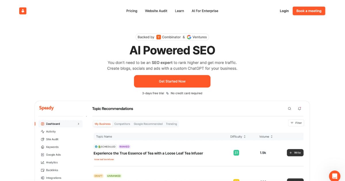 SpeedyBrand: AI powered SEO tool for business success