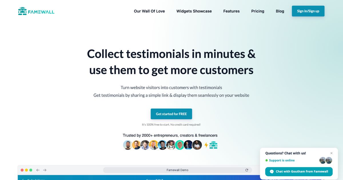 Famewall: Convert visitors into customers with testimonials