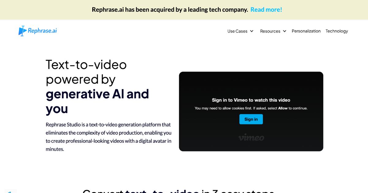 RephraseAi: Turn text into professional videos with ease