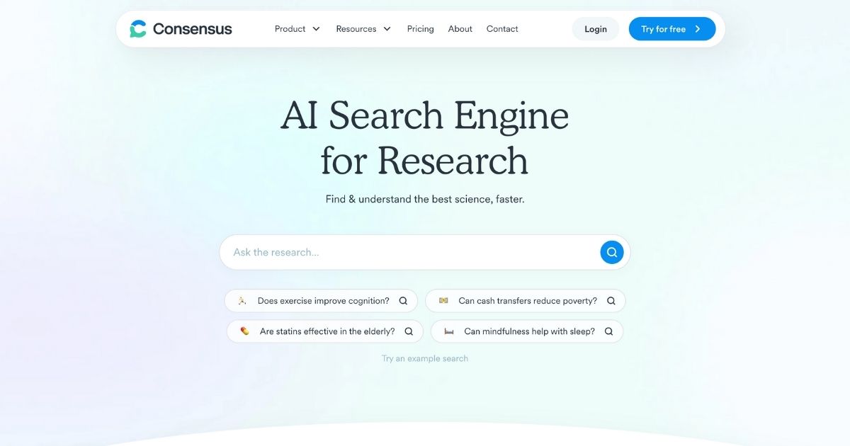 ConsensusApp: AI search engine for research