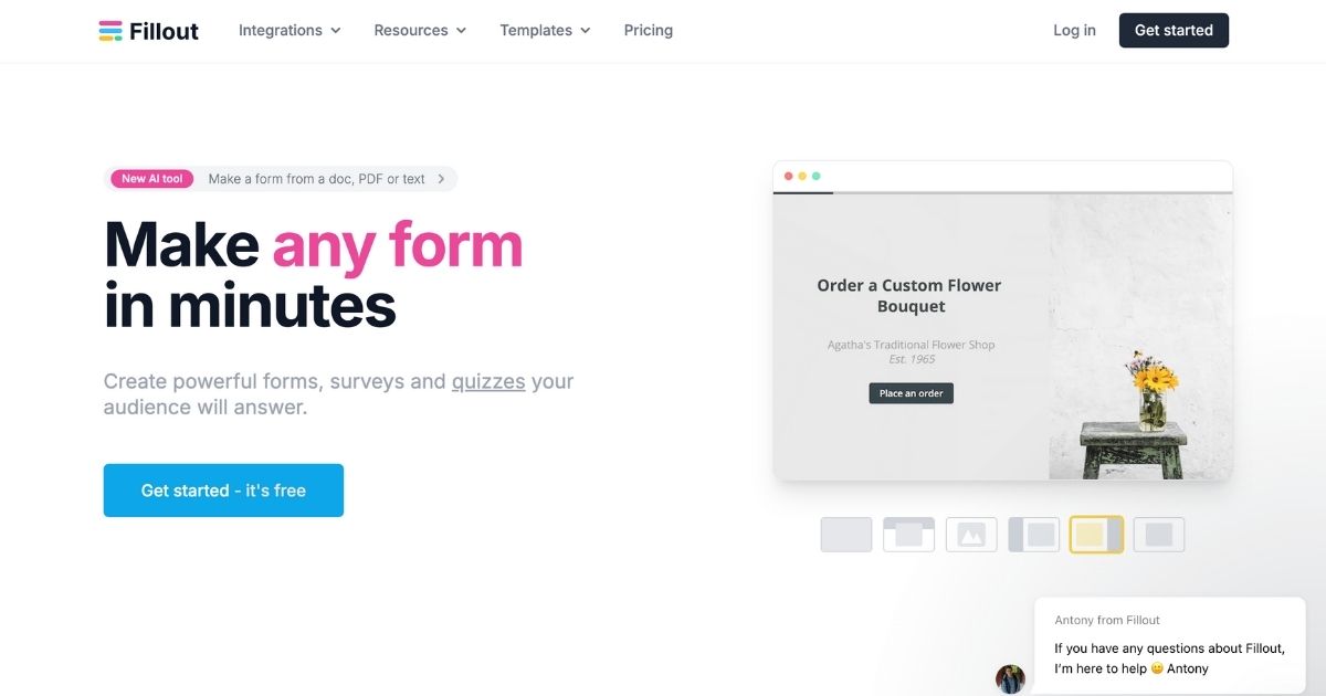 FillOut: Create forms, surveys and quizzes with AI