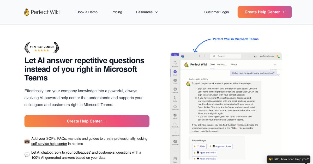 PerfectWiki: AI-powered help center in Microsoft Teams