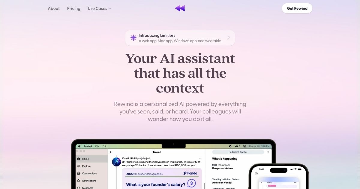 RewindAI: Personalized AI assistant for work productivity