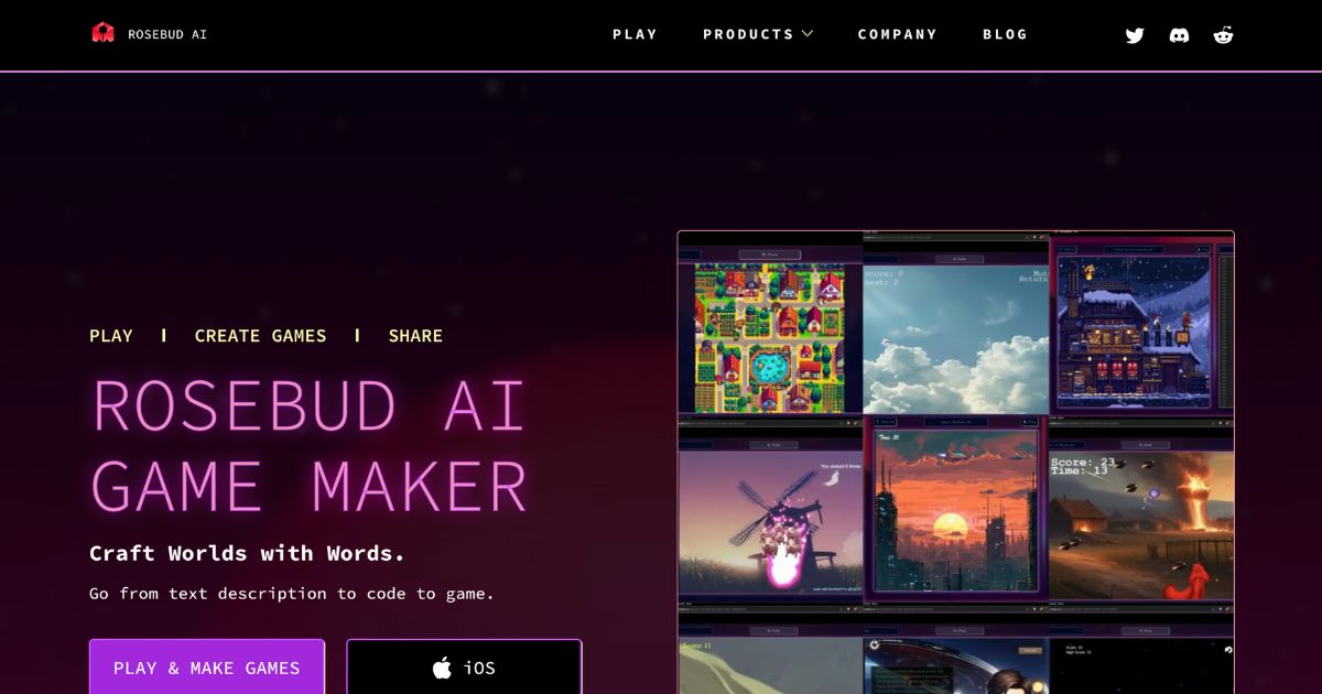 RosebudAI: Craft, play, create & share games