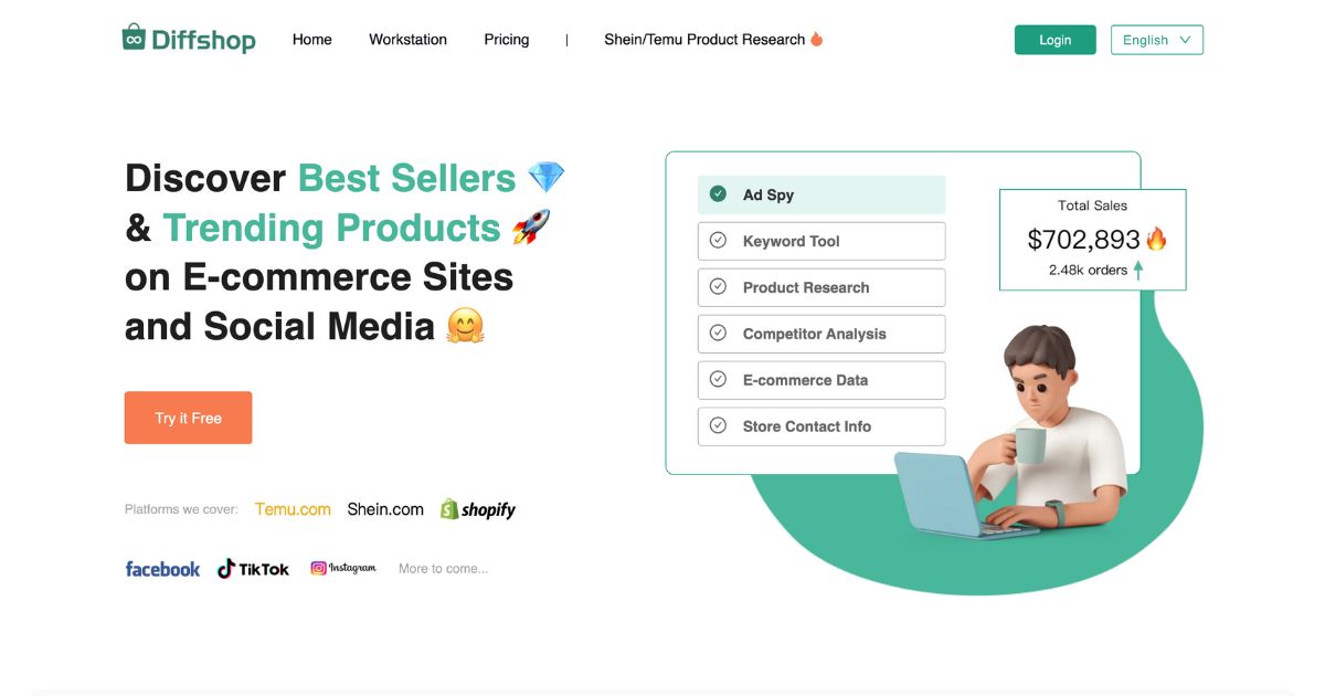 DiffShop: E-commerce store & social media ads all-in-one