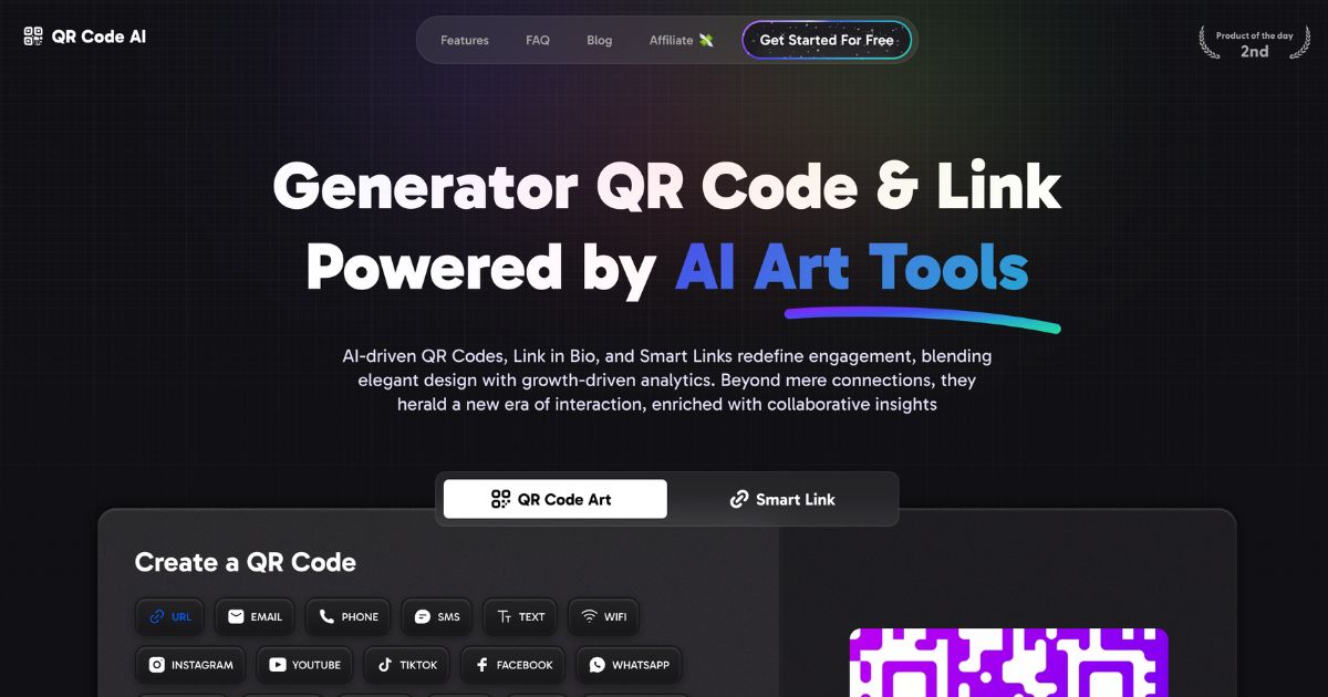 QRcodeAI: QR code & link generator powered by AI art tools