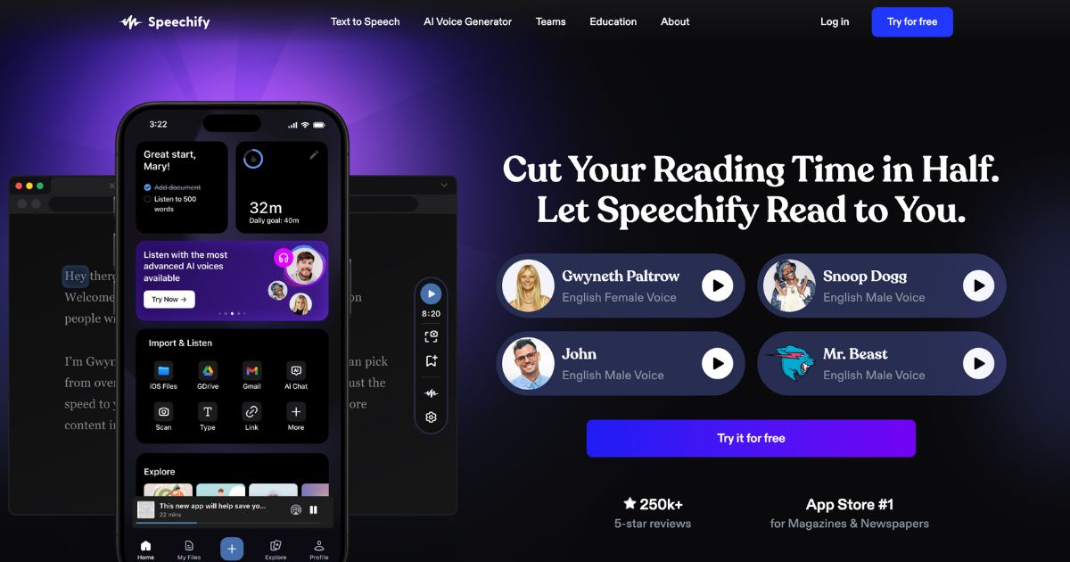Speechify: Cut your reading time