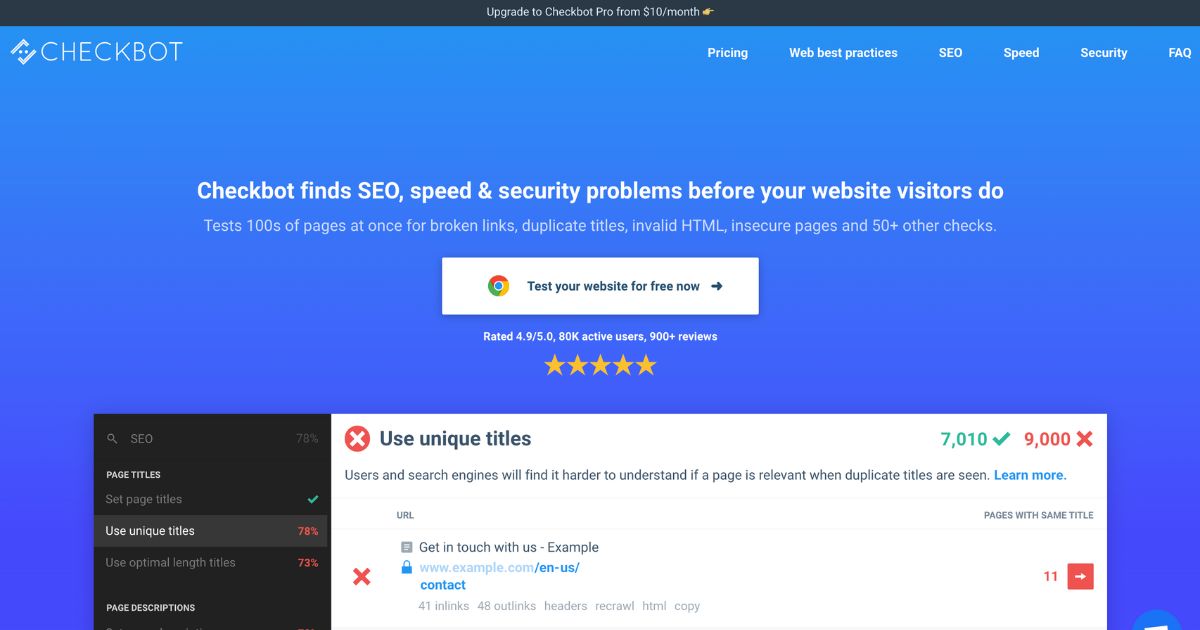 Checkbot: Website analysis tool
