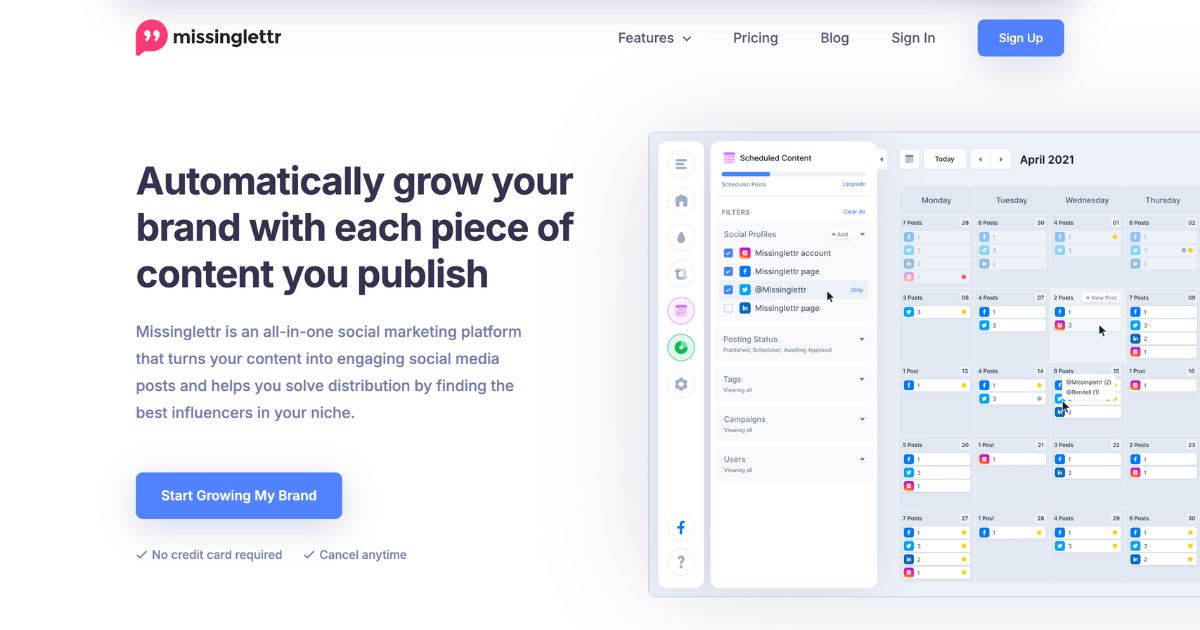 Missinglettr: Social media growth platform