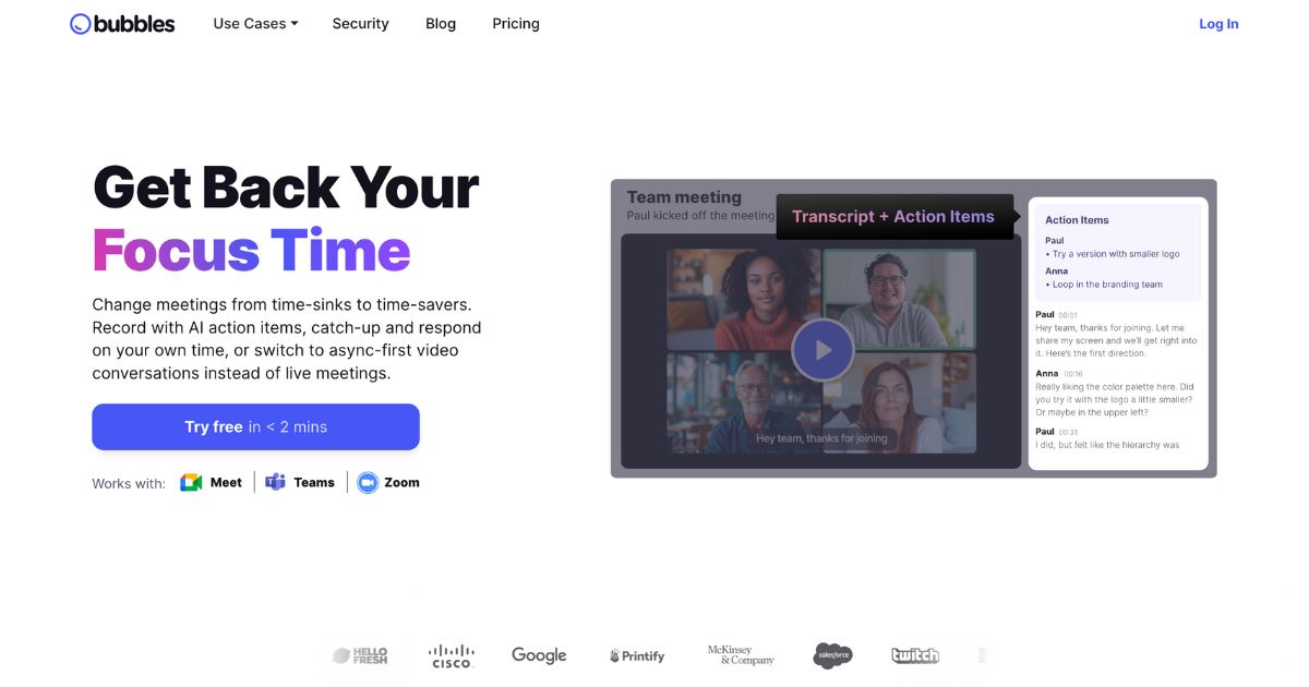 Bubbles: Meeting productivity tool