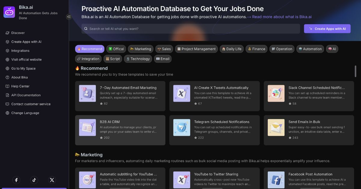 BikaAI: Proactive AI automation database