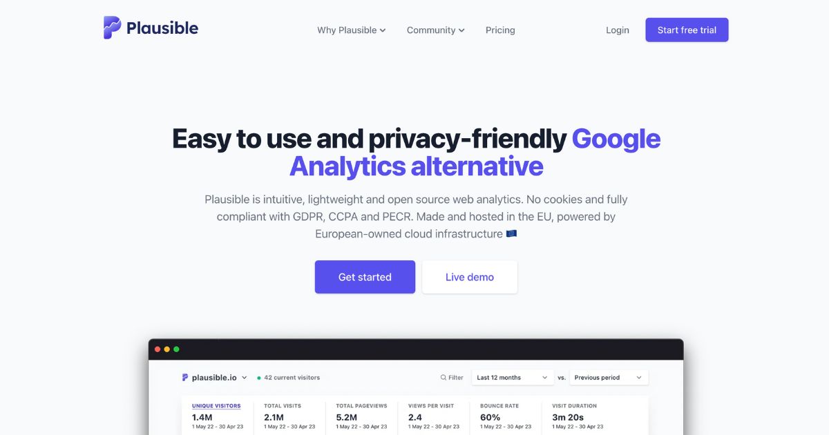 Plausible: Simple privacy-friendly analytics solution