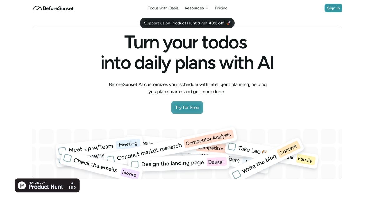 BeforeSunset: AI task planning tool