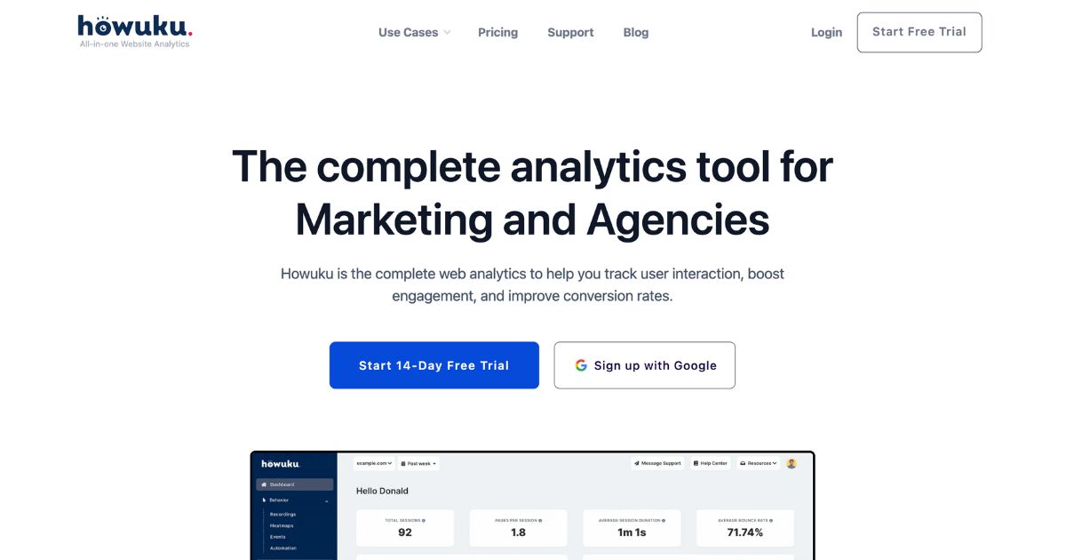 Howuku: All-in-one website analytics solution
