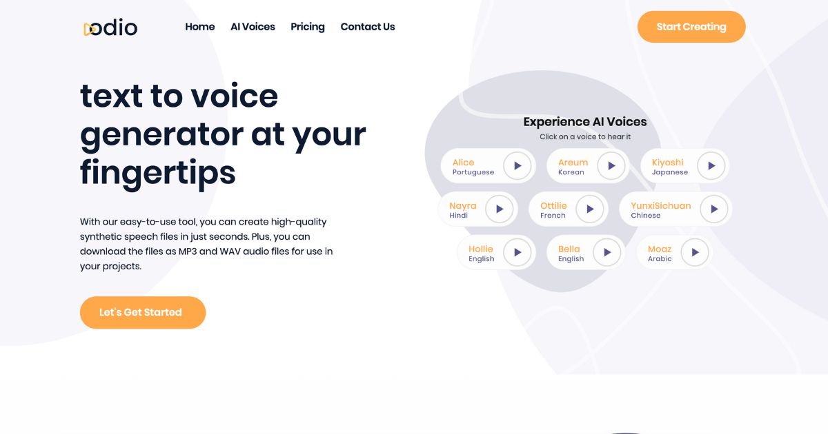 Odio: Text to voice generator