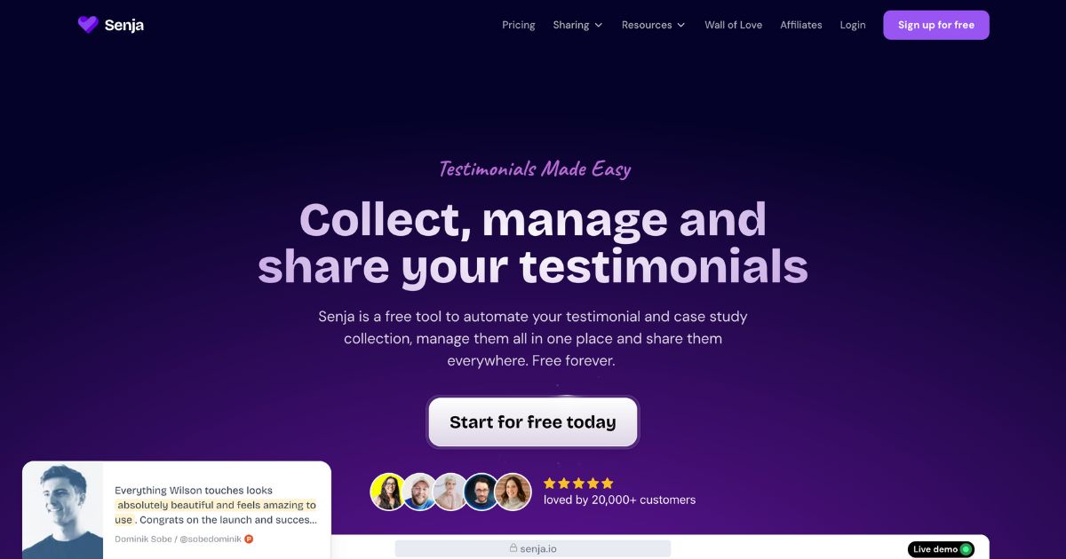 Senja: Testimonial collection made easy