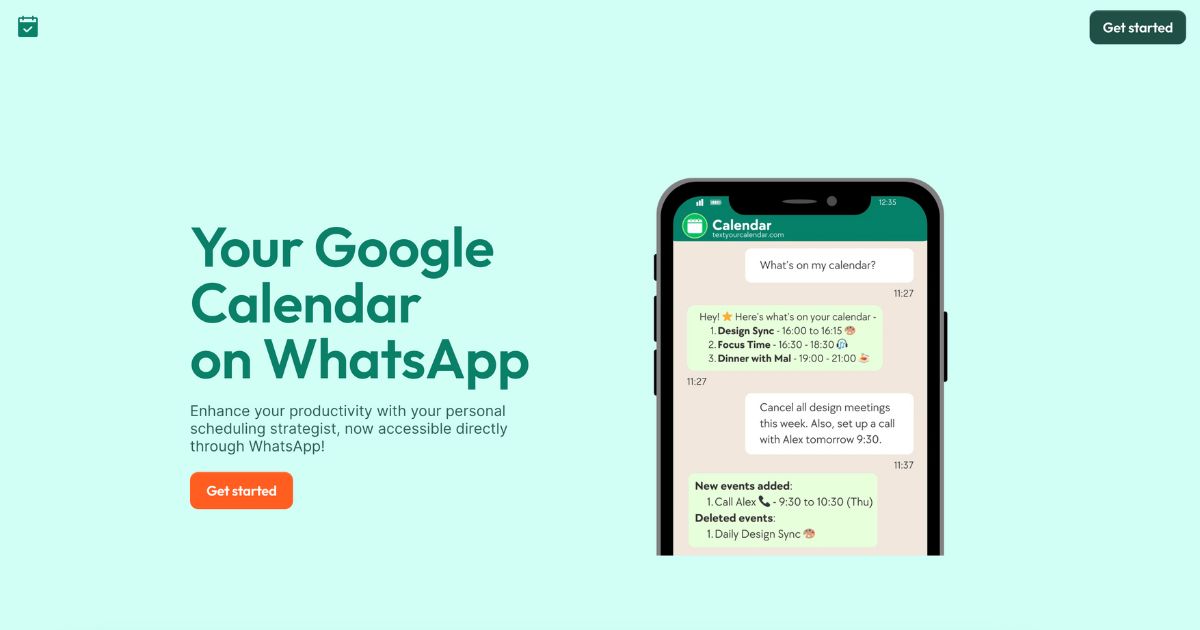 TextYourCalendar: Personal scheduling on WhatsApp