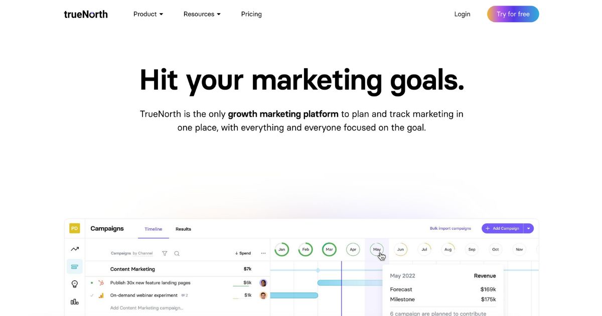TrueNorth: Marketing goal alignment tool