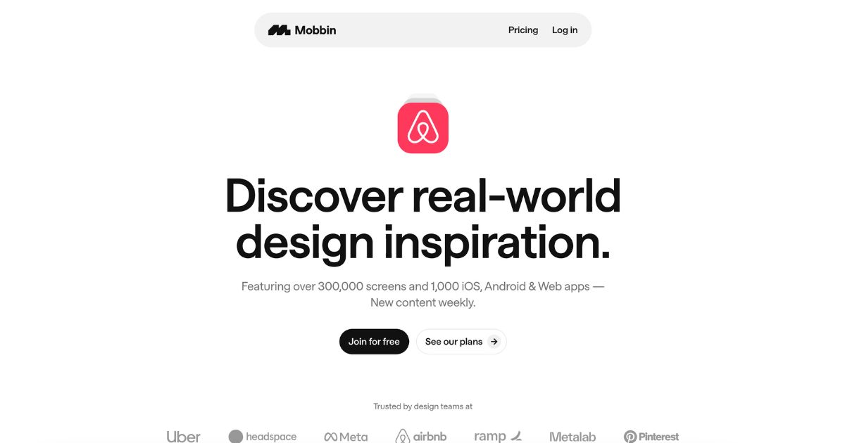 Mobbin: Design inspiration tool