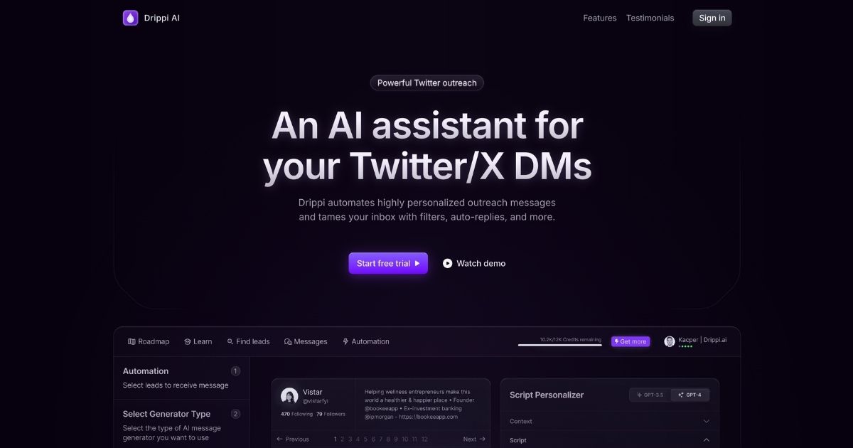 Drippi: AI Twitter outreach tool