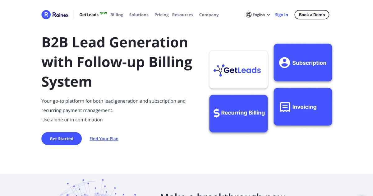 Rainex: B2B lead generation & billing