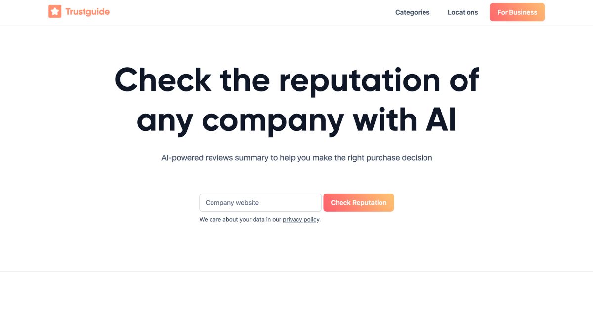 TrustGuide: Business review summary tool