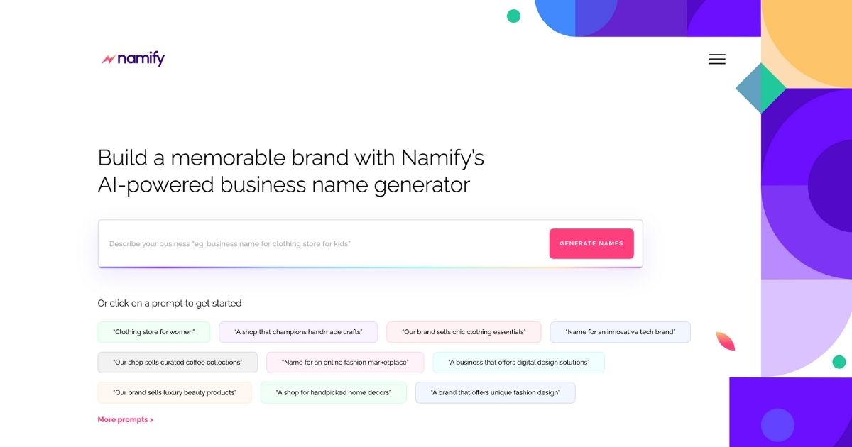 Namify: Innovative business name generator
