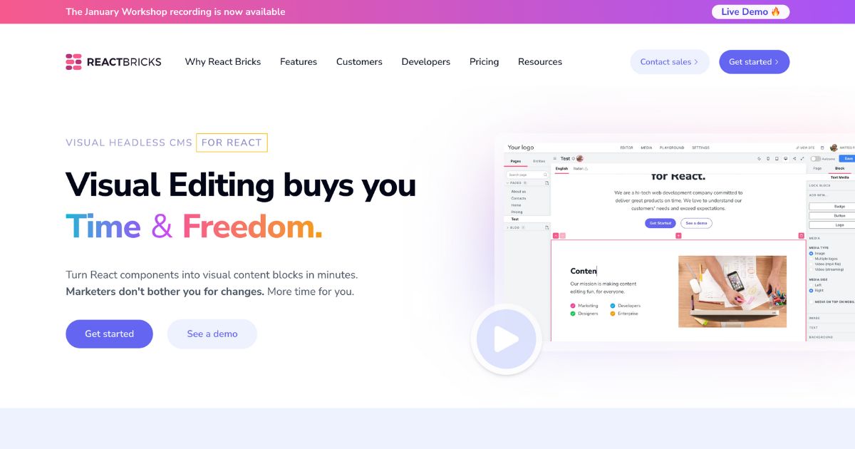 ReactBricks: Visual headless CMS