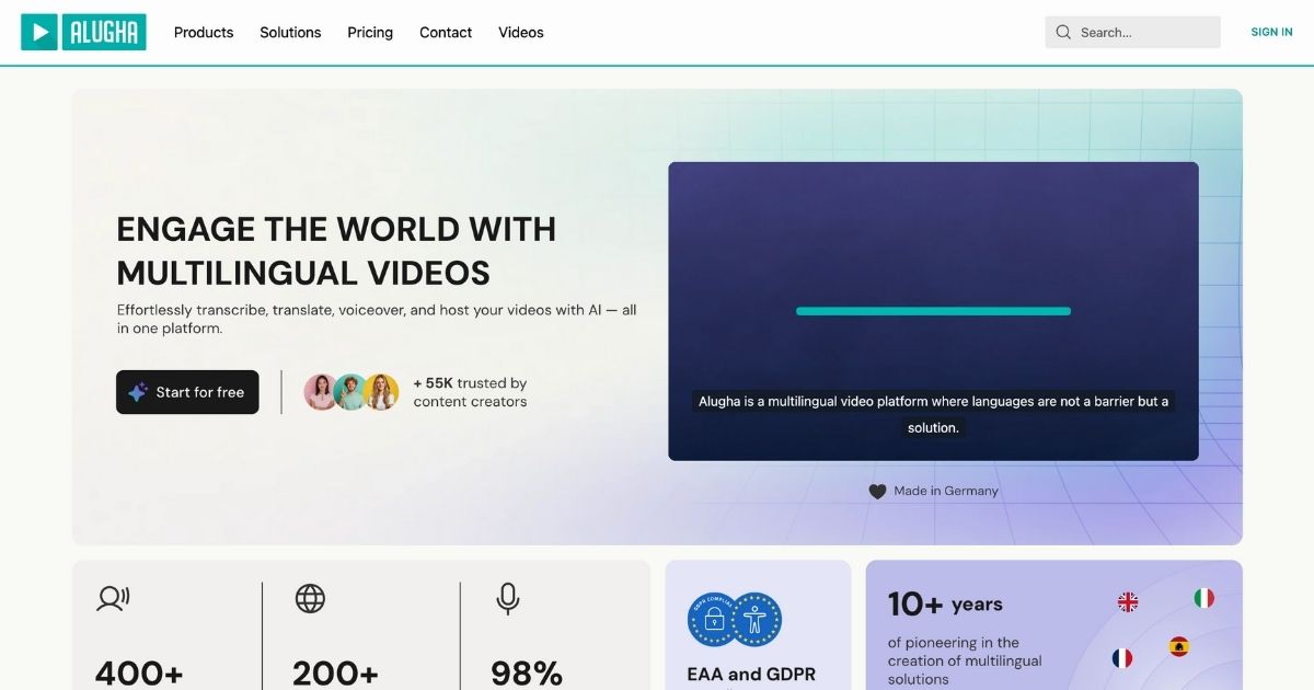 Alugha: Multilingual media tool