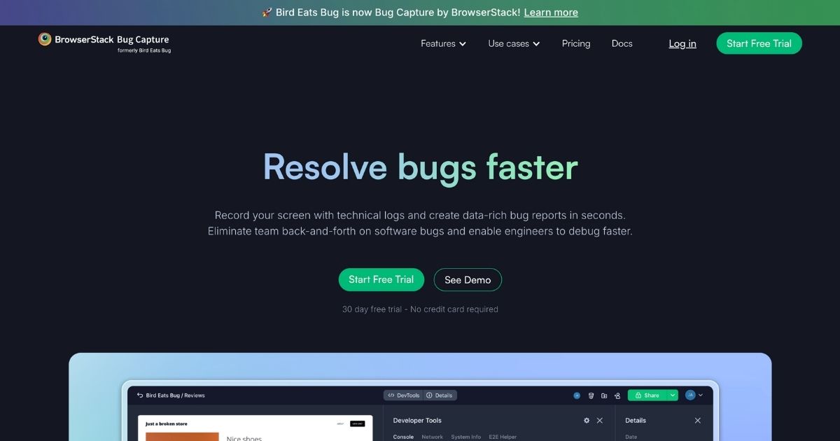BirdEatsBug: Bug reporting tool
