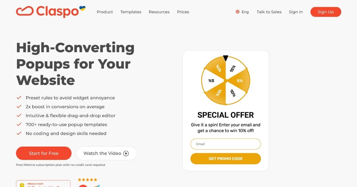 Claspo: Website popup tool