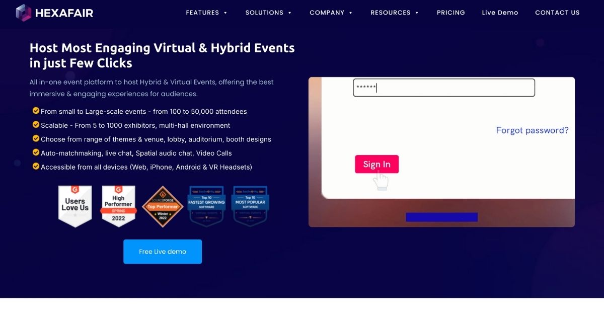HexaFair: Virtual & hybrid event platform