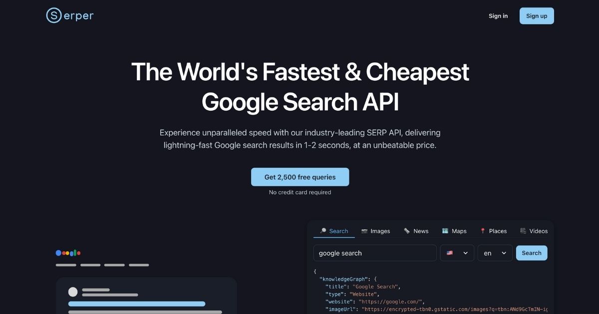 SerperDev: Google search API