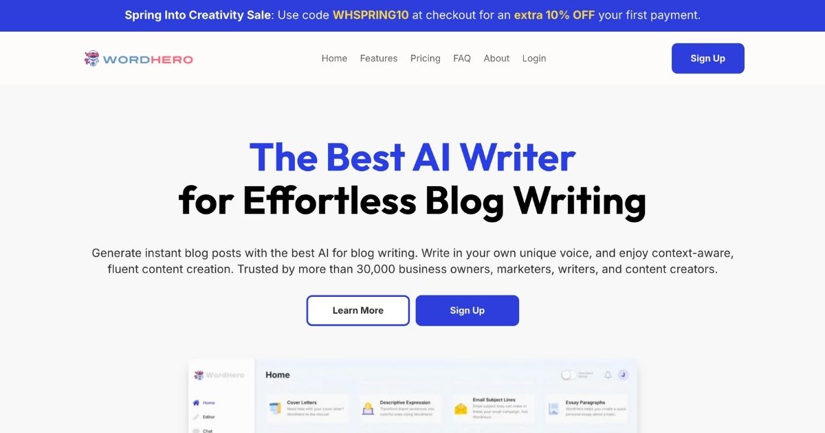 WordHero: AI blog writing tool