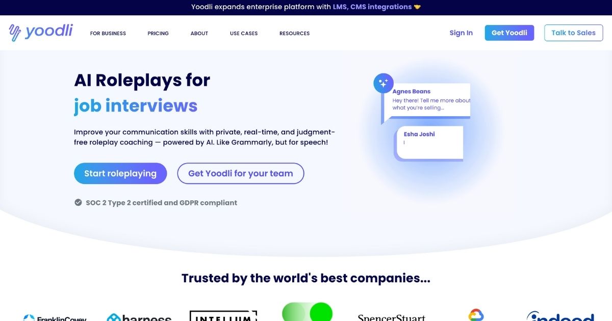YoodliAI: AI communication and roleplay training