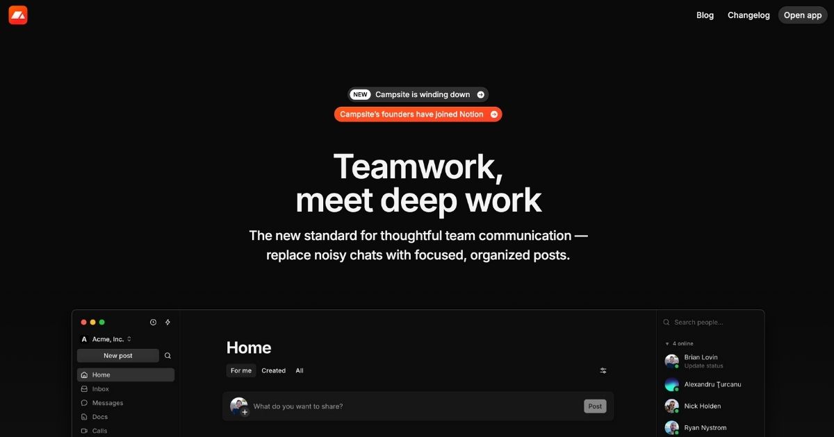 CampSite: Async communication tool for teams