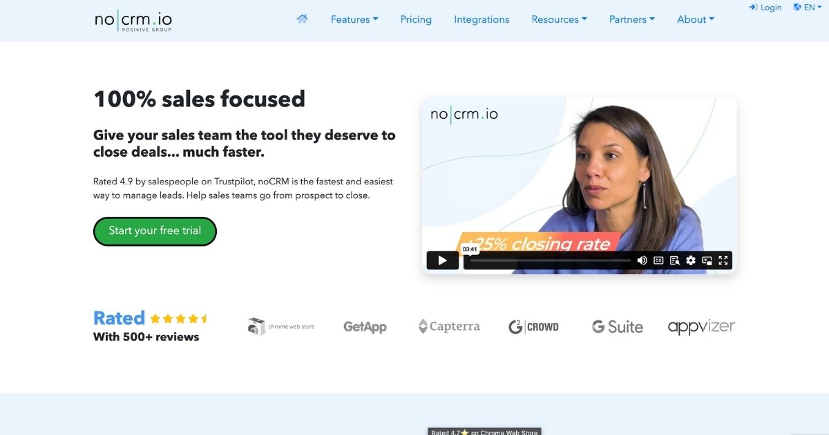 noCRM: Action-based lead management for sales teams