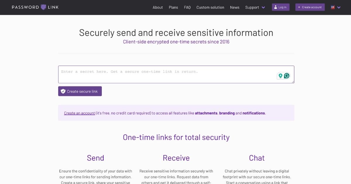 PasswordLink: Secure data sharing tool