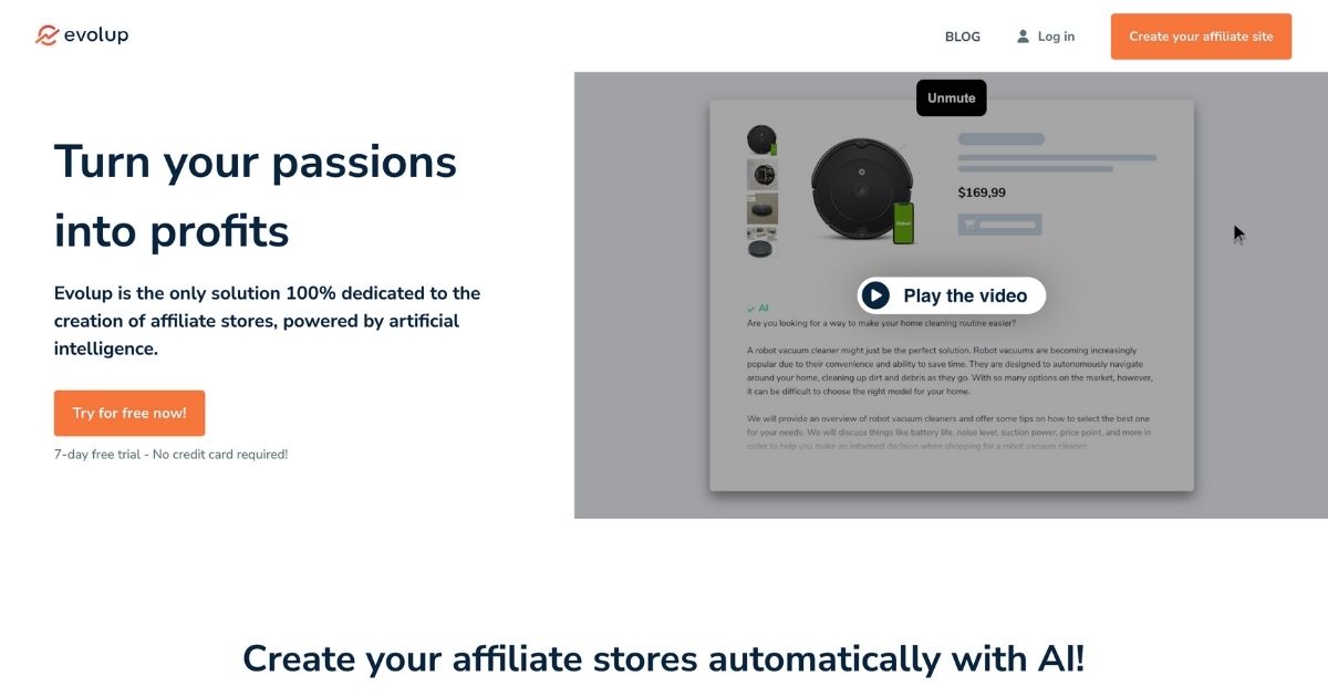 Evolup: AI-powered affiliate store builder