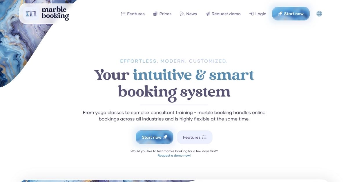 MarbleBooking: Personalized online booking system