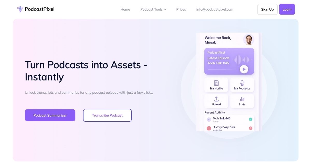 PodcastPixel: Podcast transcription and summarization tool