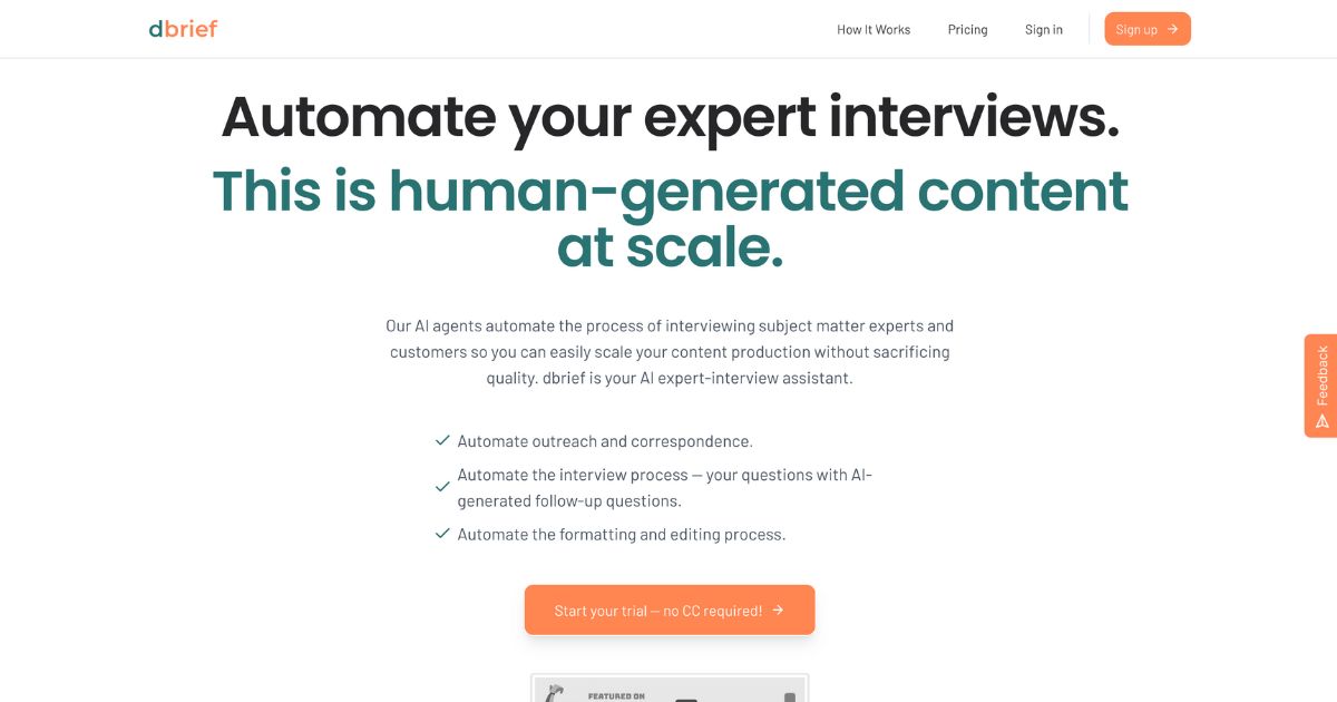 Dbrief.io: Automate Expert Interviews for Scalable Content