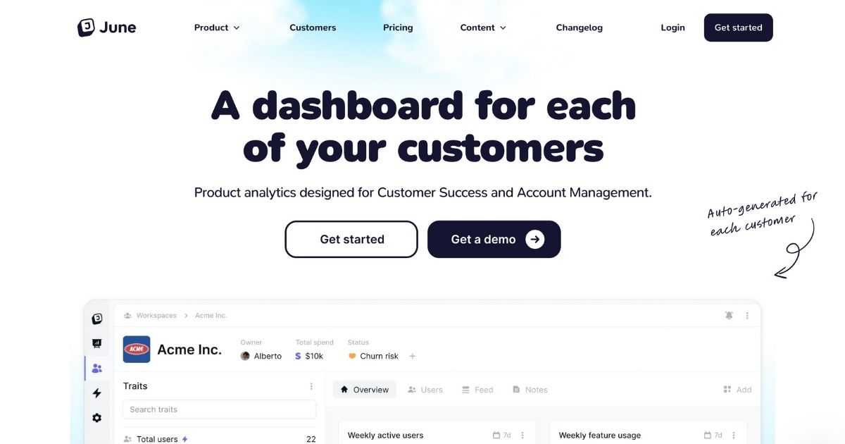 June: Customer success analytics tool